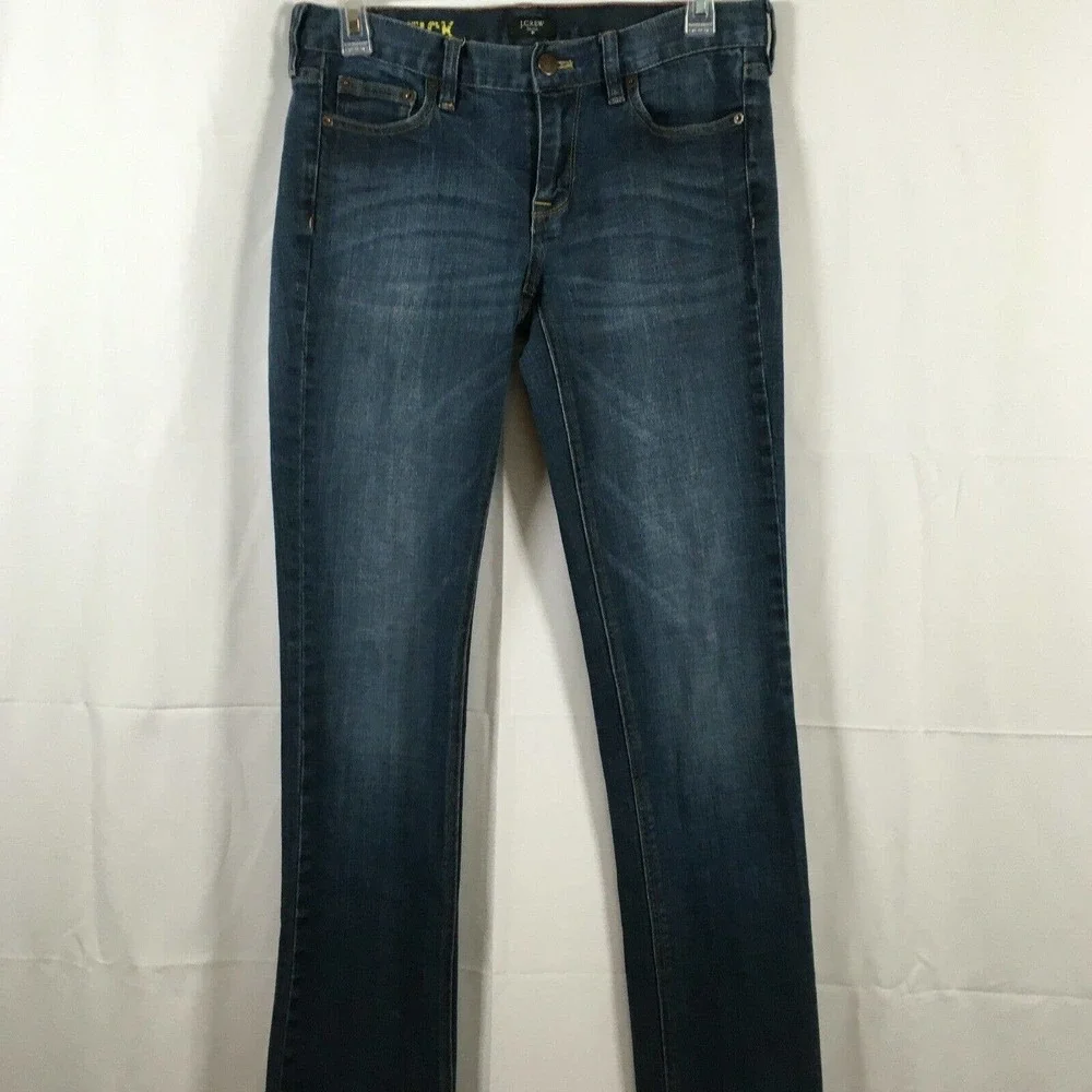 J. Crew Jeans Womens Sz 27S Short Matchstick Medium Wash Straight Leg Stretch
